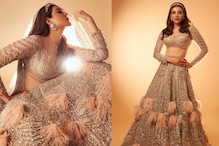 Kajal Aggarwal Exudes Enchanting Charm in a Beige Lehenga by Falguni Shane Peacock